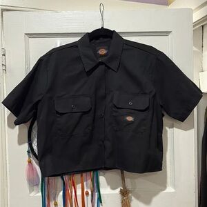 Dickies Cropped Black Button Down Shirt